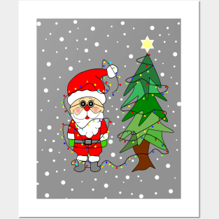 WHITE Christmas Santa Posters and Art